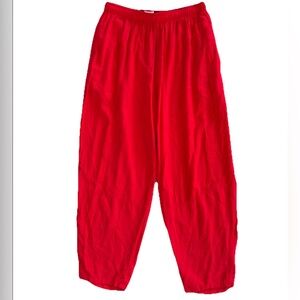 Vintage Jams World Red Straight Leg Pull On Drawstring Pants Size Medium
